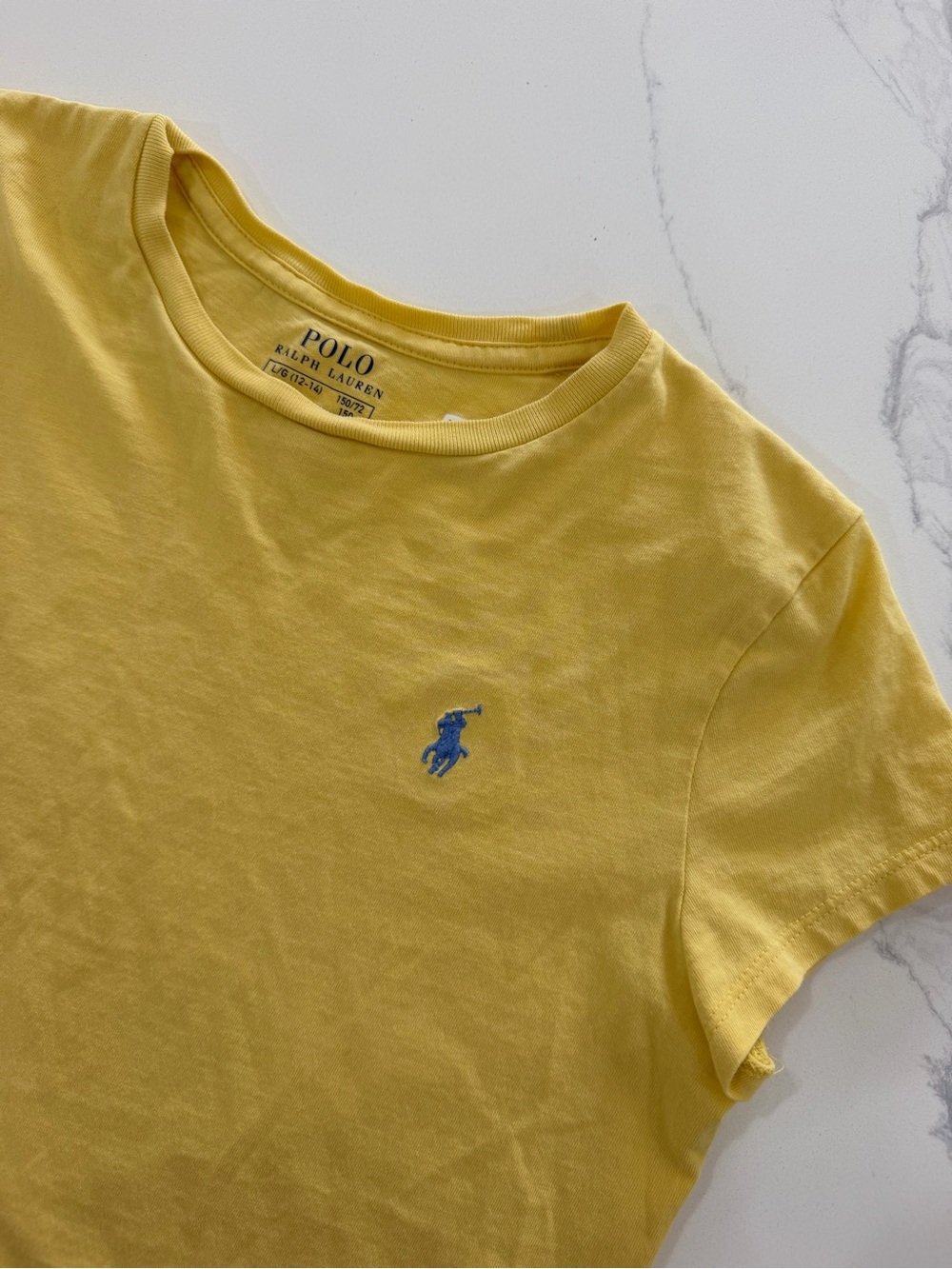 Polo Ralph Lauren Girls Classic Cotton Crewneck Tee Yellow Size Large (12-14)
